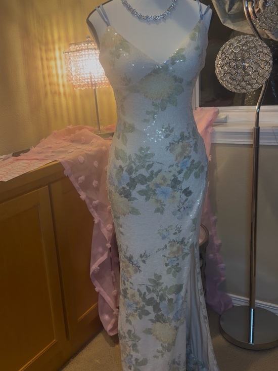 Lovesome Dresses & Skirts - Elegant Floral Sequin Slip Dress in Ivory and Sage